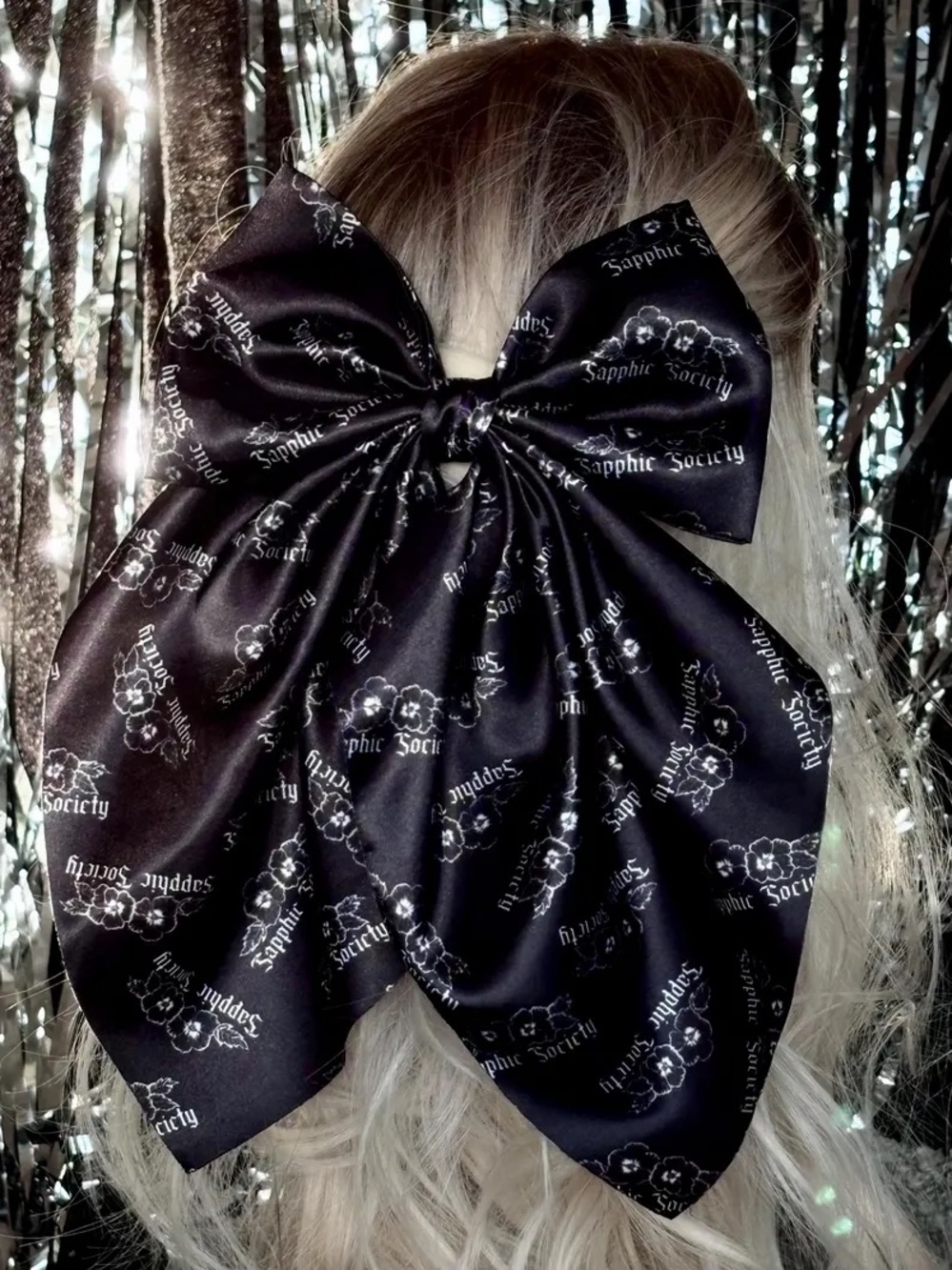 SAPPHIC SOCIETY oversized Hair Bow Lesbian, WLW & Queer Accessory Satin Violets